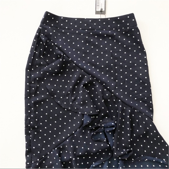 Nasty Gal Navy Blue Polka Dot Ruffle Midi Skirt - Picture 5 of 7
